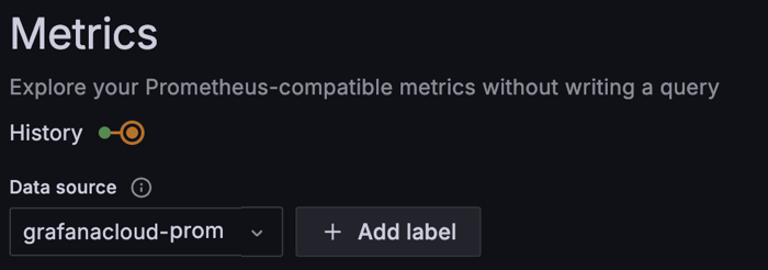 Image that shows Prometheus metrics in Explore