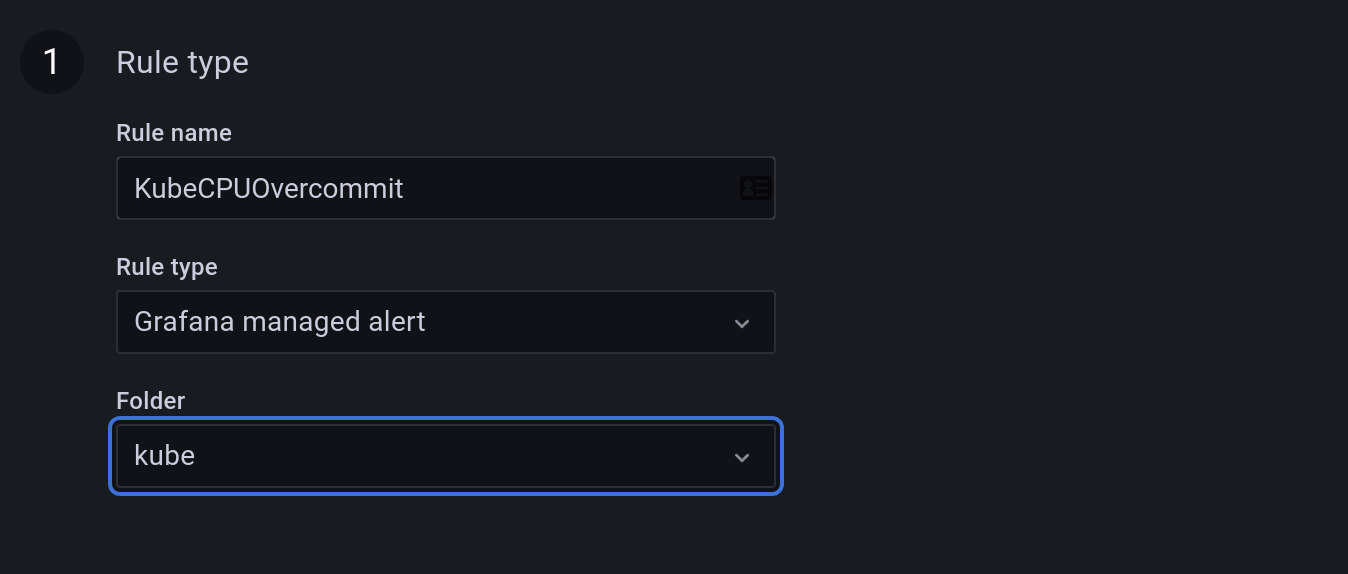 Alert type section screenshot