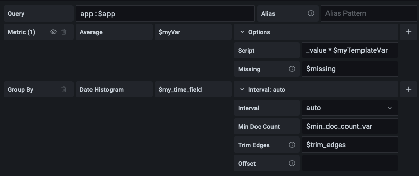Elasticsearch template variables