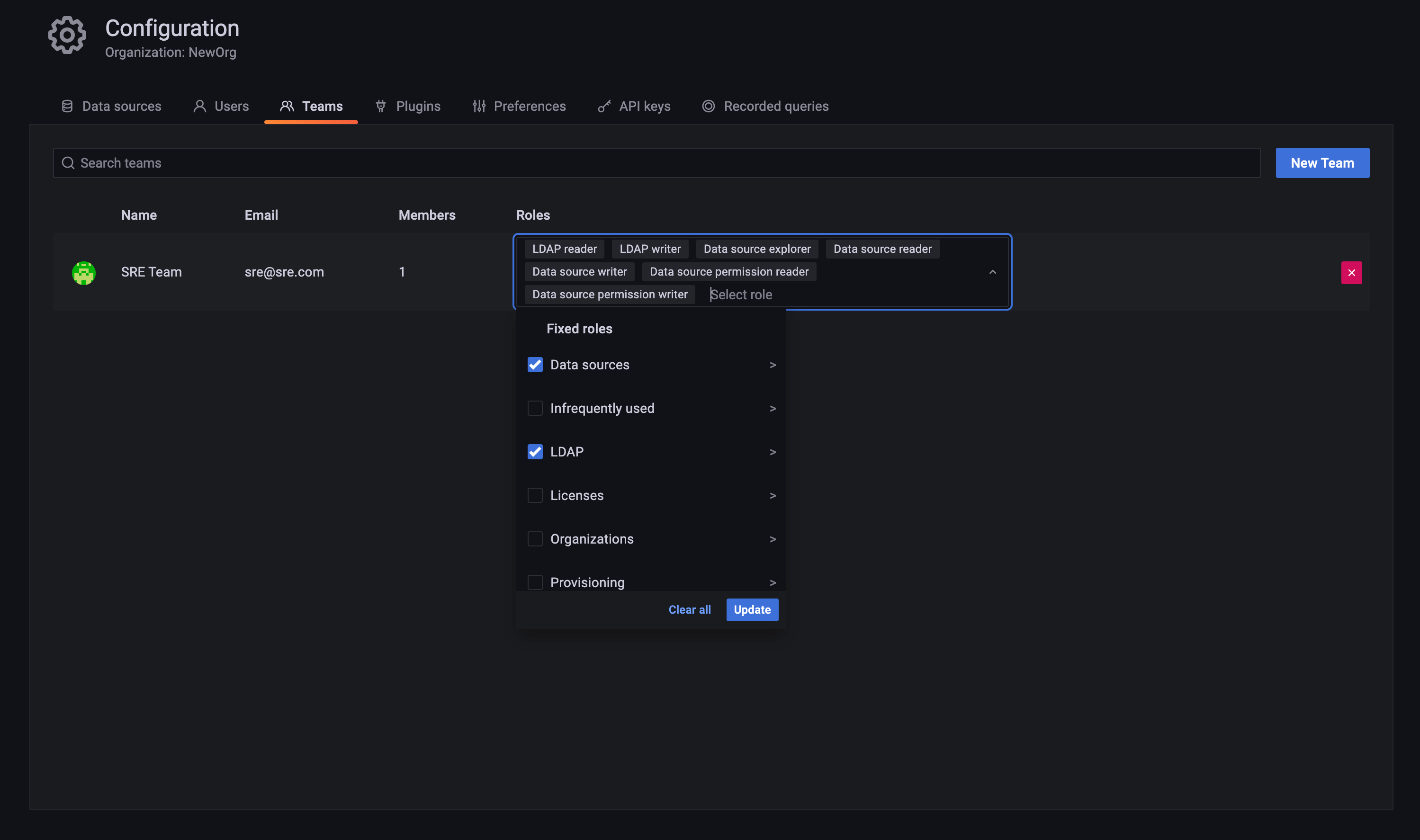 Team role assignment