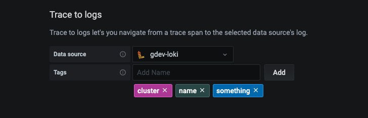 Trace to logs settings