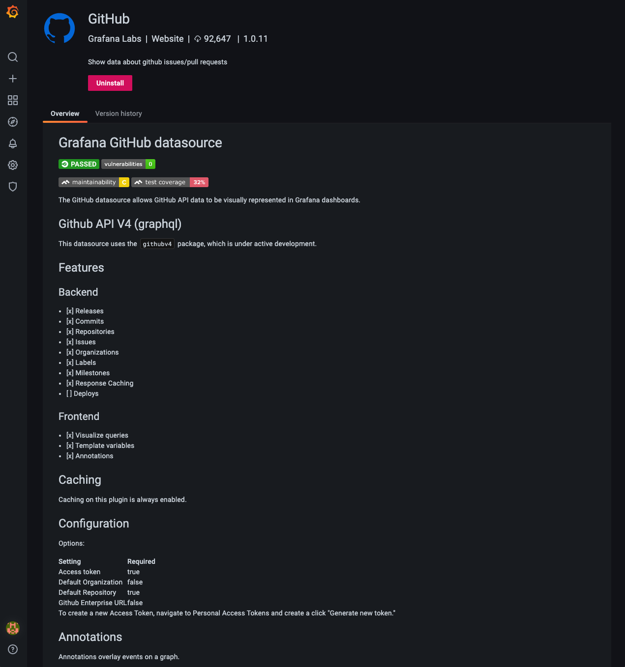 Plugin catalog uninstall